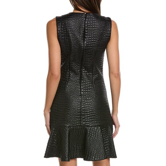 NWT Black Natori Crocodile Jacquard faux leather look Dress, size 6 - Picture 2 of 7